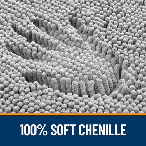 OLANLY Chenille Bathroom Rugs Mats Sets 2 Piece, 30"x20"+24"x16", Grey