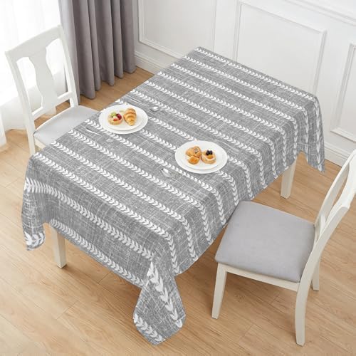 Grey Boho Stripe Light Linen Rectangle Tablecloth 60x120 Inches,Retro