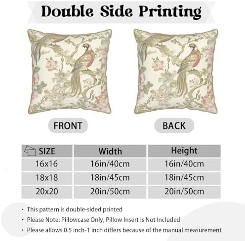 Vintage Bird Floral Soft Velvet Throw Pillow Covers Set of 2 Cream