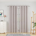 UPOPO Beige Curtains Linen Textured 84 inches Long Privacy Semi Sheer
