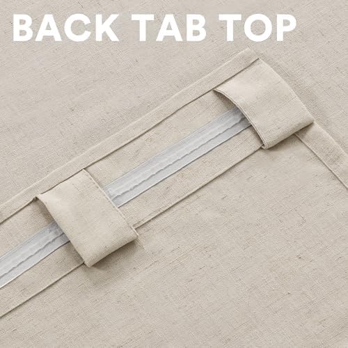 PrinceDeco Linen Semi Sheer Curtains Light Filtering,Back
