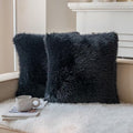 Neelvin Black Faux Fur Cozy Fluffy Double-Sided Decorative Throw