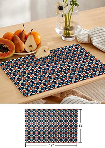 Flower Table Mats Set of 4 With Table Runner 90 Inches Long,Cotton
