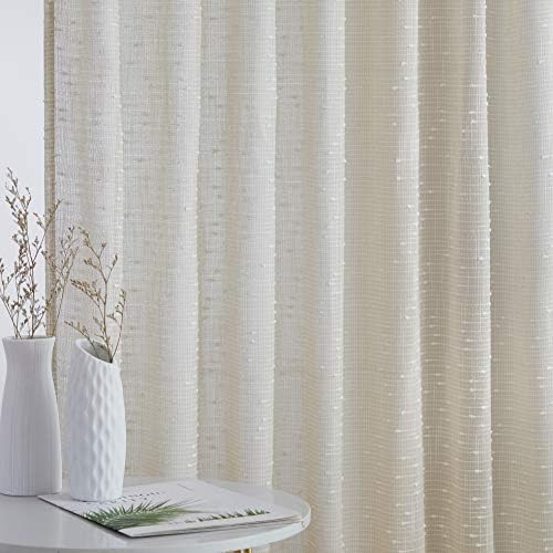 HLC.ME Emily Faux Linen Semi Sheer Light Filtering Transparent Back
