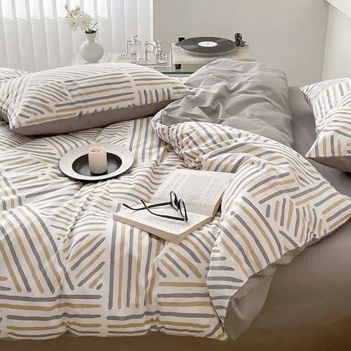 100% Cotton Duvet Cover Set Simplicity Geometric Patterns Printing