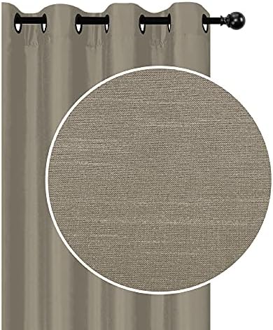 Faux Silk Panel with 8 Grommets (Taupe) -Set of 2 Drapes, Brown