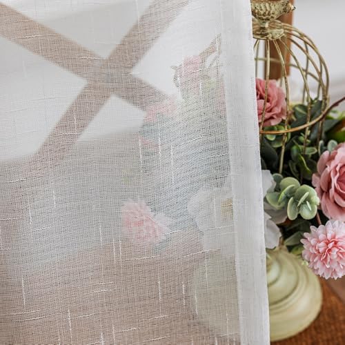 Off White Sheer 94 Inch Curtains & Drapes Long Thin Textured