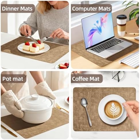 Faux Leather Placemats for Dining and Kitchen Table Washable Place