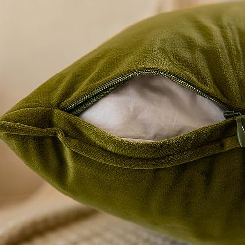 JUSPURBET 22x22 Velvet Decorative Throw Pillow Covers Set of 2,Olive