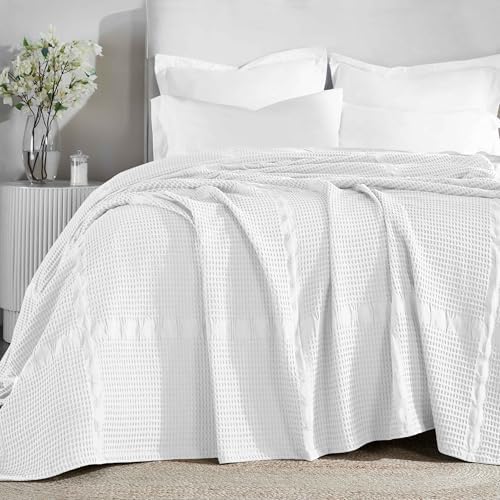 Waffle Weave Honeycomb Cotton Blanket, Comfy Blanket for Bedroom