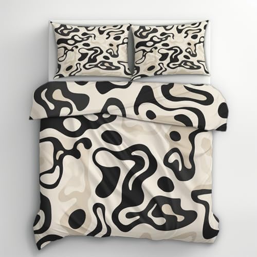 Abstract Duvet Cover Queen Size, Geometric Modern Reversible Design