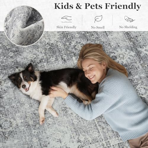 2x6 Washable Runner Rug, Non-Slip Hallway Runner Rugs, Low Pile