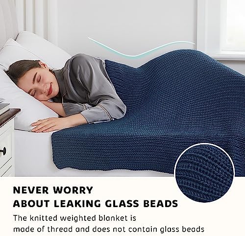 L'AGRATY Knitted Weighted Blanket - 50"x60" 7lbs Cooling Chunky Knit