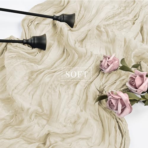 12 Pcs Beige Cheesecloth Table Runner 10FT Runner for Tables Boho