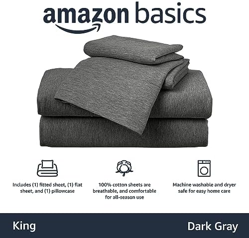 Amazon Basics 4 Piece Breathable 100% Cotton Jersey Bed Sheets Set