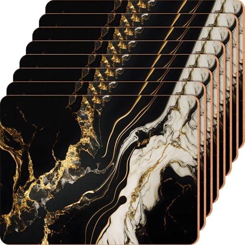 Set of 8 Black Heat Resistant Cork Placemats for Kitchen and Dining