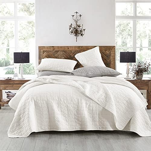 HORIMOTE HOME Quilt Set King Size, Stone-Washed Chic Rustic Cream
