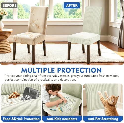 YEMYHOM Dining Chair Covers Set of 6, Stretch Parsons Chair