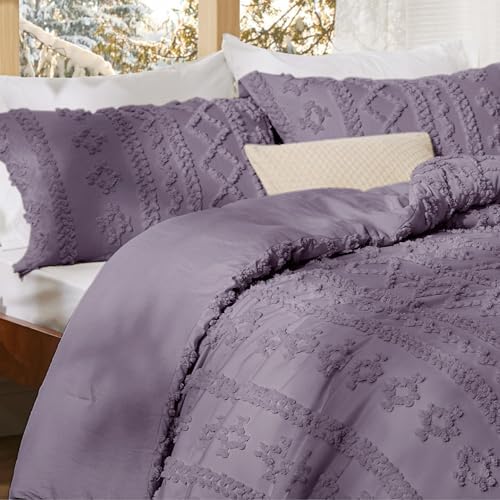 Bedsure Boho Comforter Set Queen, Bedroom Decor Bedding Set Grayish