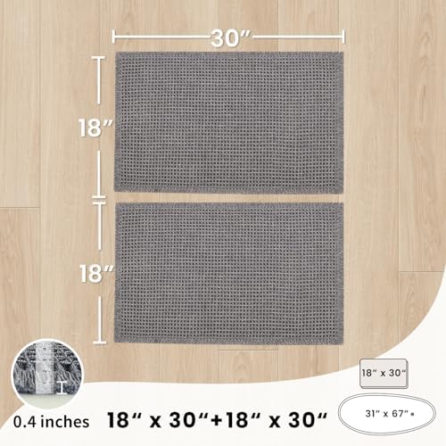 Bathroom Rugs Sets 2 Piece - Waffle Bath Mat Non Slip, Washable