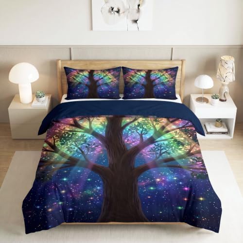 King Duvet Cover Set Soft Microfiber Fantasy Glowing Tree