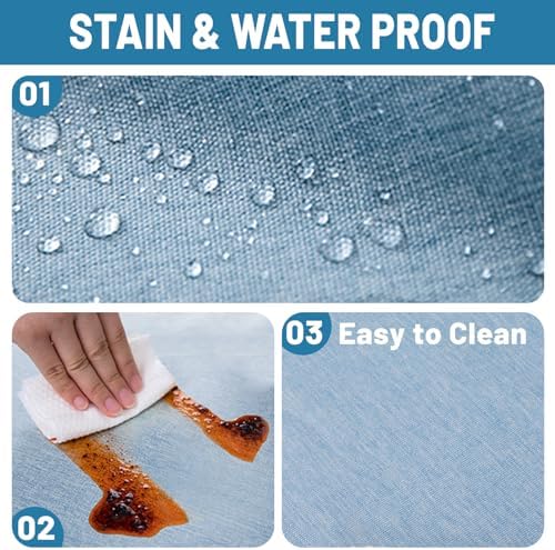 Linen Round Tablecloth with Lace Trim Waterproof Stain Resistant