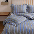 Merryword Blue and Gray Striped Duvet Cover Set King Size, 100% Cotton