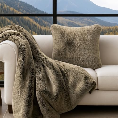 EVERGRACEHOME Luxury Soft Faux Chinchilla Fur Throw Blanket 60”x80”