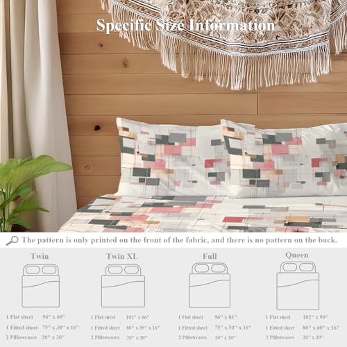 Shrahala Abstract Minimalist Art Twin XL 4 Piece Sheets Set, Geometric