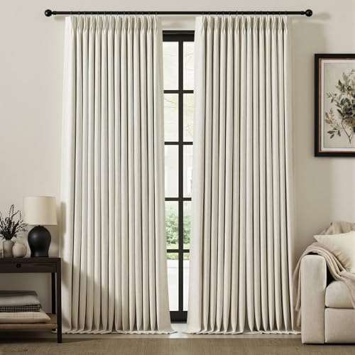 IVAPUPU Natural Pinch Pleated 100% Blackout Curtains 120 Inch Long