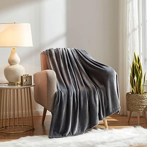 KMUSET Fleece Blanket King Size Dark Grey Lightweight Super Soft Cozy