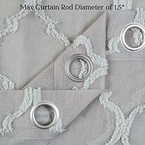 Chanasya Premium 2-Panel Moroccan Embroidered Grommet Textured Sheer