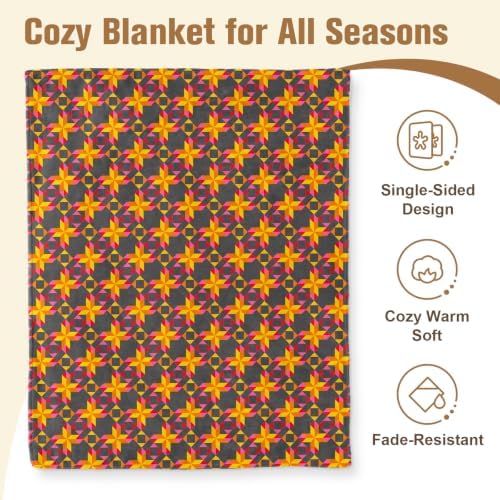 Aimego Retro Geometric Throw Blanket 60 x 80, Boho Fleece Blanket