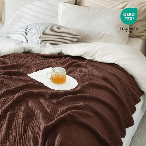 Carriediosa 100% Cotton Muslin Throw Blanket 90 x 90 Summer Gauze for
