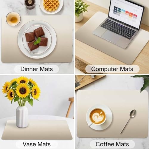 Gradient Beige Brown Leather Placemats Set of 6,12x18 Inch,Color
