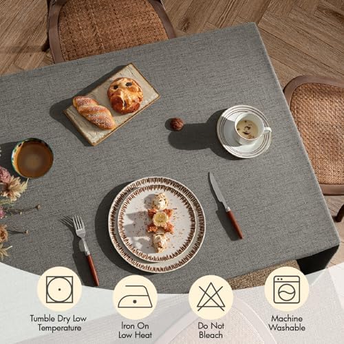 MIULEE Linen Textured Rectangle Tablecloth 60 x 120 Inch Gray