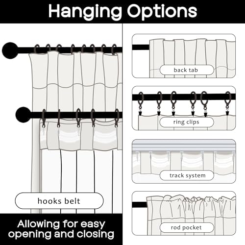 PANELSBURG 108 Inch Linen Blackout Curtains, Cream Textured Back Tab