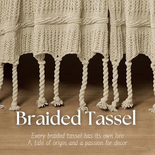 Boho Knitted Chenille Blanket with Tassels - Lightweight & Soft