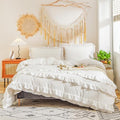 CCoutueChen White Ruffle Duvet Cover Queen 3Pcs Shabby Chic Farmhouse