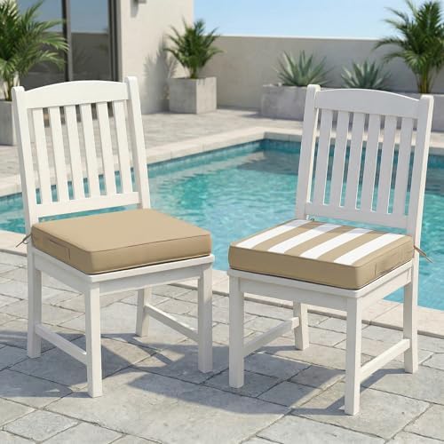 Amagenix 19x19x3 Inch Outdoor Chair Cushions Set of 2 Beige