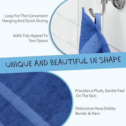 Hand Towels Cotton Set of 4, 16"x28" Cotton Soft Quick Drying Terry