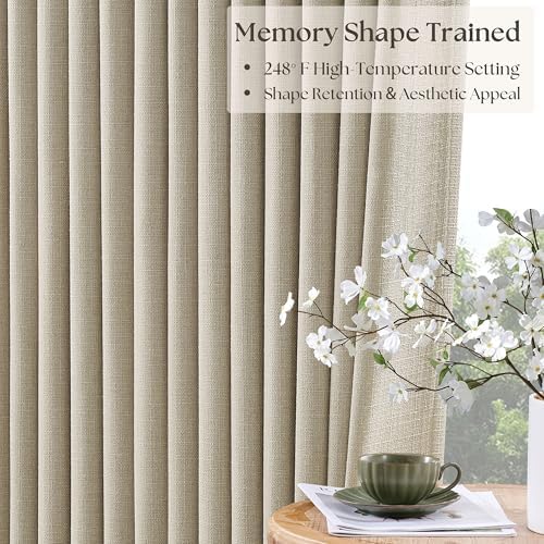 Extra Wide Oatmeal Beige Blackout Sliding Glass Door 108 Inch Curtains