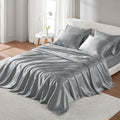 Madison Park Essentials Satin Sheets King Size Bed Set, 6 Piece, Grey