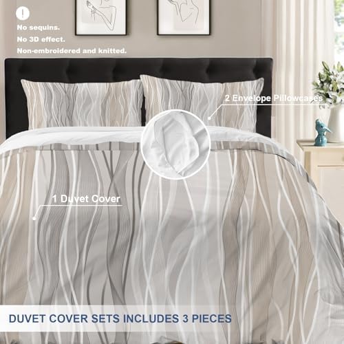 Batmerry Abstract Neutral Tones Full Size 100% Cotton Duvet Cover