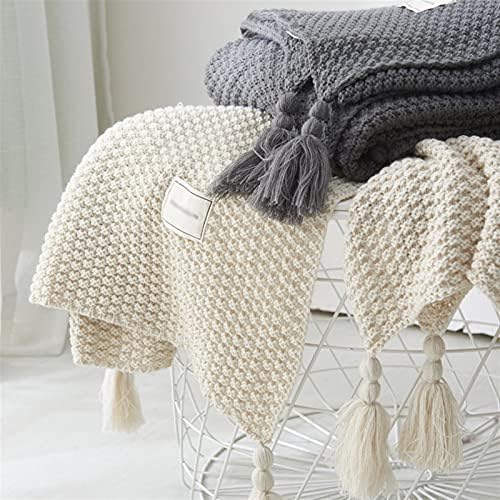 Icegrey Throw Blanket with Tassels Fringe Sofa Couch Decorative