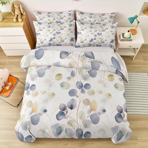 Duvet Cover King Size, Cream Gray Reversible 3 Pieces Duvet Cover Set