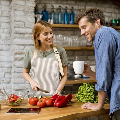 STAHAD Adjustable Kitchen Apron 2pcs Set, Light Gray Linen Cotton