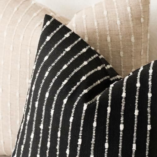 Foindtower Decorative Striped Boucle Throw Pillow Covers 18x18 Inch