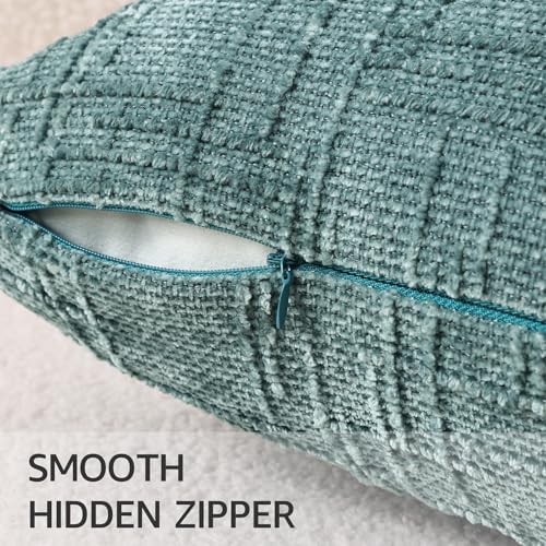 decorUhome Textured Chenille Throw Pillow Covers 20x20 Set of 2 Teal