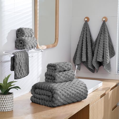 6 PC Bath Towel Set,40"x80"Microfiber Towels,Charcoal Gray